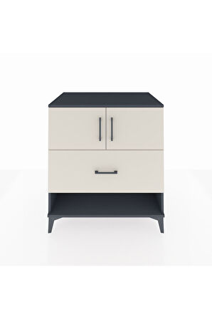 Kronos Şifonyer 2 Raflı Tek Çekmeceli 2 Kapaklı 88x59x96 Antrasit-Aytaşı