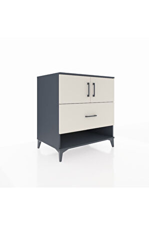 Kronos Şifonyer 2 Raflı Tek Çekmeceli 2 Kapaklı 88x59x96 Antrasit-Aytaşı