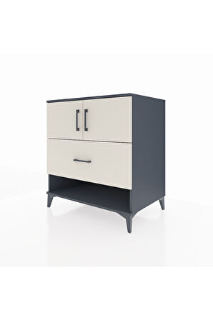 Kronos Şifonyer 2 Raflı Tek Çekmeceli 2 Kapaklı 88x59x96 Antrasit-Aytaşı