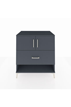 Kronos Şifonyer 2 Raflı Tek Çekmeceli 2 Kapaklı 88x59x96 Antrasit-Antrasit