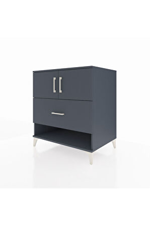 Kronos Şifonyer 2 Raflı Tek Çekmeceli 2 Kapaklı 88x59x96 Antrasit-Antrasit