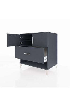 Kronos Şifonyer 2 Raflı Tek Çekmeceli 2 Kapaklı 88x59x96 Antrasit-Antrasit