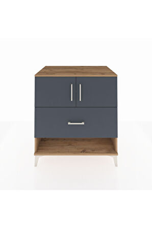 Kronos Şifonyer 2 Raflı Tek Çekmeceli 2 Kapaklı 88x59x96 Çam-Antrasit