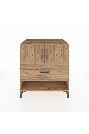 Kronos Şifonyer 2 Raflı Tek Çekmeceli 2 Kapaklı 88x59x96 Çam-Çam