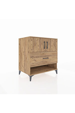 Kronos Şifonyer 2 Raflı Tek Çekmeceli 2 Kapaklı 88x59x96 Çam-Çam