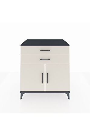 Kronos Şifonyer Tek Raflı 2 Çekmeceli 2 Kapaklı 88x59x96 Antrasit-Aytaşı