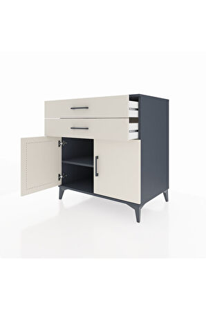 Kronos Şifonyer Tek Raflı 2 Çekmeceli 2 Kapaklı 88x59x96 Antrasit-Aytaşı