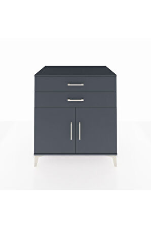 Kronos Şifonyer Tek Raflı 2 Çekmeceli 2 Kapaklı 88x59x96 Antrasit-Antrasit