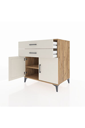 Kronos Şifonyer Tek Raflı 2 Çekmeceli 2 Kapaklı 88x59x96 Çam-Aytaşı