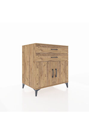 Kronos Şifonyer Tek Raflı 2 Çekmeceli 2 Kapaklı 88x59x96 Çam-Çam