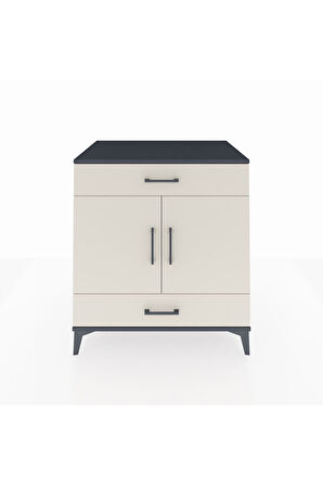 Kronos Şifonyer 2 Raflı 2 Çekmeceli 2 Kapaklı 88x59x96 Antrasit-Aytaşı