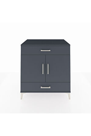 Kronos Şifonyer 2 Raflı 2 Çekmeceli 2 Kapaklı 88x59x96 Antrasit-Antrasit