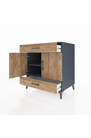Kronos Şifonyer 2 Raflı 2 Çekmeceli 2 Kapaklı 88x59x96 Antrasit-Çam