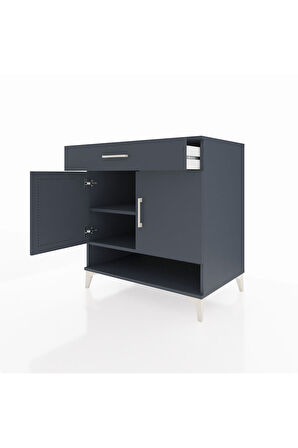 Kronos Şifonyer 2 Raflı Tek Çekmeceli 2 Kapaklı 88x59x96 Antrasit-Antrasit