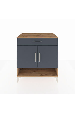 Kronos Şifonyer 2 Raflı Tek Çekmeceli 2 Kapaklı 88x59x96 Çam-Antrasit