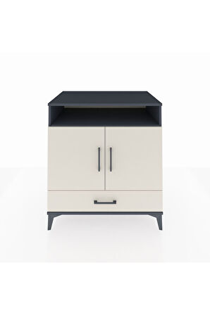 Kronos Şifonyer 3 Raflı Tek Çekmeceli 2 Kapaklı 88x59x96 Antrasit-Aytaşı