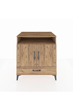 Kronos Şifonyer 3 Raflı Tek Çekmeceli 2 Kapaklı 88x59x96 Çam-Çam