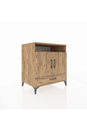 Kronos Şifonyer 3 Raflı Tek Çekmeceli 2 Kapaklı 88x59x96 Çam-Çam