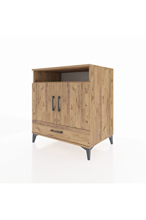 Kronos Şifonyer 3 Raflı Tek Çekmeceli 2 Kapaklı 88x59x96 Çam-Çam