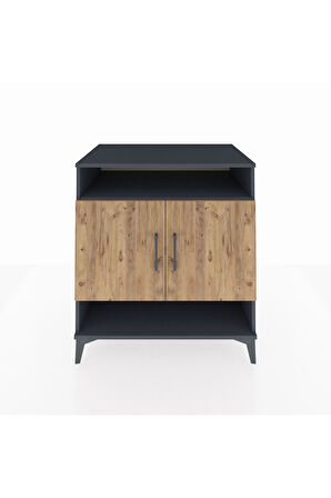 Kronos Şifonyer 3 Raflı 2 Kapaklı 88x59x96 Antrasit-Çam