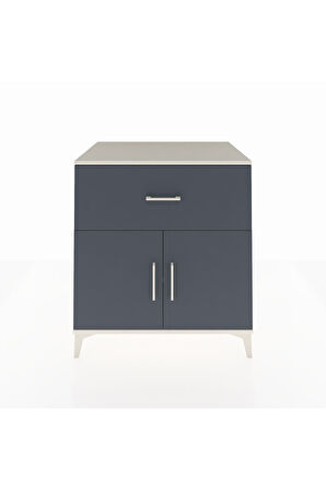 Kronos Şifonyer Tek Raflı Tek Çekmeceli 2 Kapaklı 88x59x96 Aytaşı-Antrasit