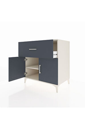 Kronos Şifonyer Tek Raflı Tek Çekmeceli 2 Kapaklı 88x59x96 Aytaşı-Antrasit