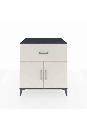 Kronos Şifonyer Tek Raflı Tek Çekmeceli 2 Kapaklı 88x59x96 Antrasit-Aytaşı