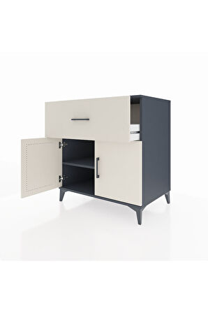 Kronos Şifonyer Tek Raflı Tek Çekmeceli 2 Kapaklı 88x59x96 Antrasit-Aytaşı