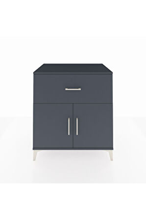 Kronos Şifonyer Tek Raflı Tek Çekmeceli 2 Kapaklı 88x59x96 Antrasit-Antrasit