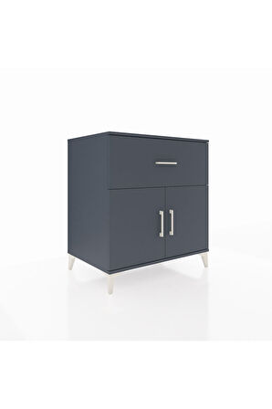 Kronos Şifonyer Tek Raflı Tek Çekmeceli 2 Kapaklı 88x59x96 Antrasit-Antrasit