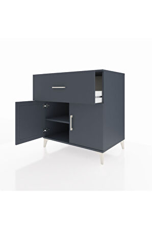 Kronos Şifonyer Tek Raflı Tek Çekmeceli 2 Kapaklı 88x59x96 Antrasit-Antrasit