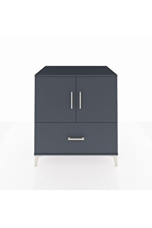 Kronos Şifonyer 2 Raflı Tek Çekmeceli 2 Kapaklı 88x59x96 Antrasit-Antrasit