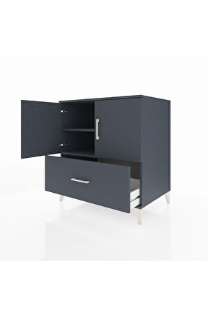 Kronos Şifonyer 2 Raflı Tek Çekmeceli 2 Kapaklı 88x59x96 Antrasit-Antrasit