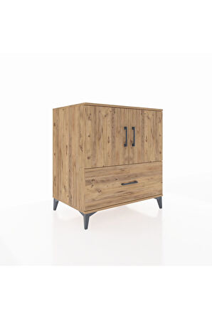 Kronos Şifonyer 2 Raflı Tek Çekmeceli 2 Kapaklı 88x59x96 Çam-Çam