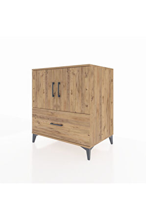 Kronos Şifonyer 2 Raflı Tek Çekmeceli 2 Kapaklı 88x59x96 Çam-Çam