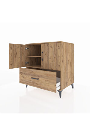 Kronos Şifonyer 2 Raflı Tek Çekmeceli 2 Kapaklı 88x59x96 Çam-Çam