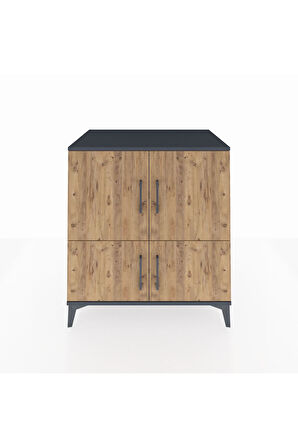 Kronos Şifonyer 3 Raflı 4 Kapaklı 88x59x96 Antrasit-Çam