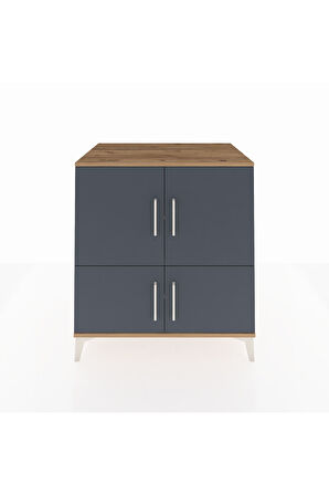 Kronos Şifonyer 3 Raflı 4 Kapaklı 88x59x96 Çam-Antrasit