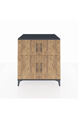 Kronos Şifonyer 3 Raflı 4 Kapaklı 88x59x96 Antrasit-Çam