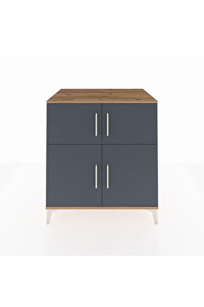 Kronos Şifonyer 3 Raflı 4 Kapaklı 88x59x96 Çam-Antrasit