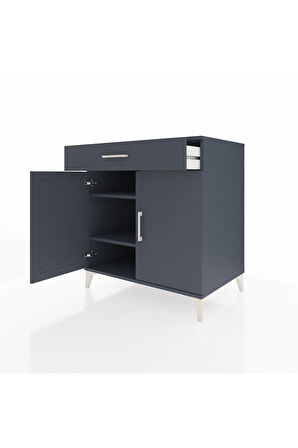 Kronos Şifonyer 2 Raflı Tek Çekmeceli 2 Kapaklı 88x59x96 Antrasit-Antrasit