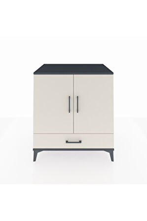 Kronos Şifonyer 3 Raflı Tek Çekmeceli 2 Kapaklı 88x59x96 Antrasit-Aytaşı