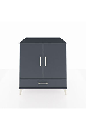 Kronos Şifonyer 3 Raflı Tek Çekmeceli 2 Kapaklı 88x59x96 Antrasit-Antrasit