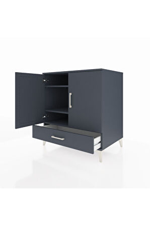 Kronos Şifonyer 3 Raflı Tek Çekmeceli 2 Kapaklı 88x59x96 Antrasit-Antrasit