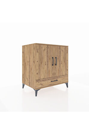 Kronos Şifonyer 3 Raflı Tek Çekmeceli 2 Kapaklı 88x59x96 Çam-Çam