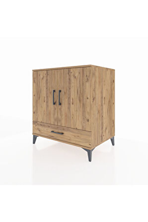 Kronos Şifonyer 3 Raflı Tek Çekmeceli 2 Kapaklı 88x59x96 Çam-Çam