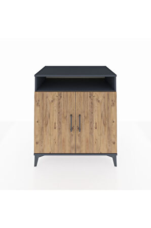 Kronos Şifonyer 3 Raflı 2 Kapaklı 88x59x96 Antrasit-Çam