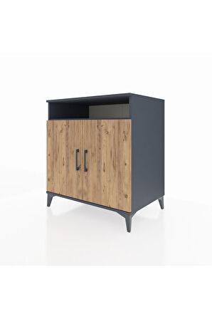 Kronos Şifonyer 3 Raflı 2 Kapaklı 88x59x96 Antrasit-Çam