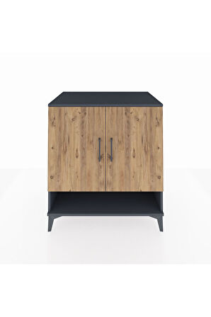 Kronos Şifonyer 3 Raflı 2 Kapaklı 88x59x96 Antrasit-Çam