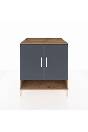 Kronos Şifonyer 3 Raflı 2 Kapaklı 88x59x96 Çam-Antrasit